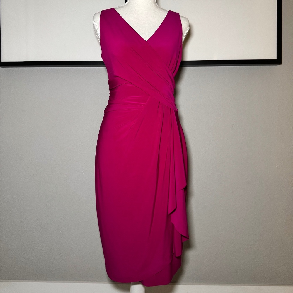 Ralph Lauren Magenta Wrap Style Dress – Size 4 – Stretch Knit